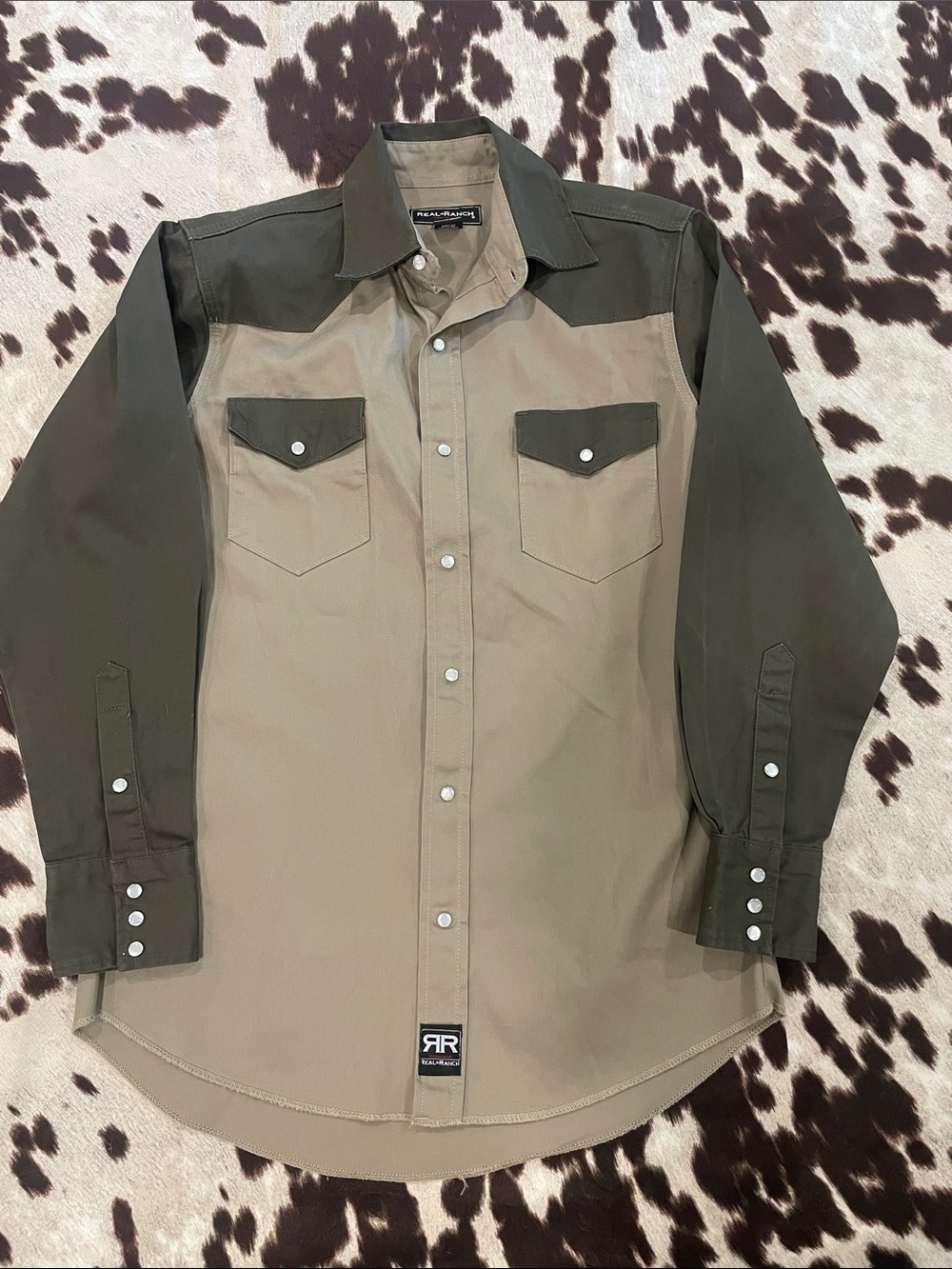 MENS REAL RANCH WORK WEAR SHIRT with Pearl Snaps Medium